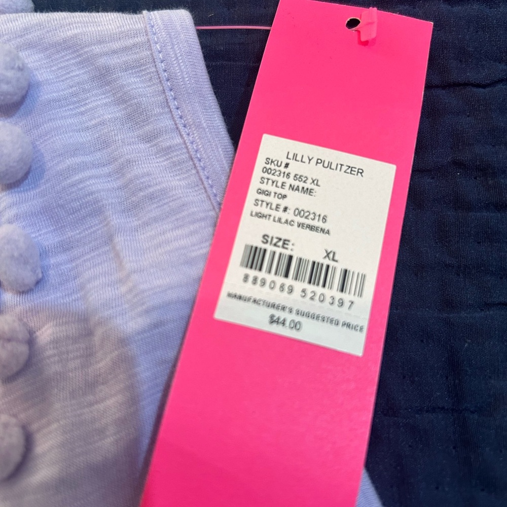 Lilly Pulitzer Gigi Pom Pom Light Purple Tank Top - Picture 2 of 3
